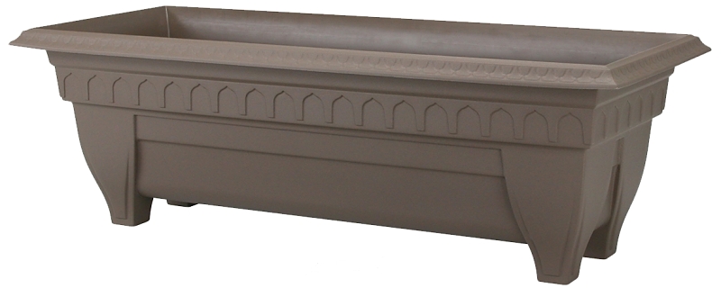 DCN 1427-14 Planter, 8-3/4 in H, 11 in W, 27 in D, Classic, Embossed Design, Resin, Cappuccino, Textured