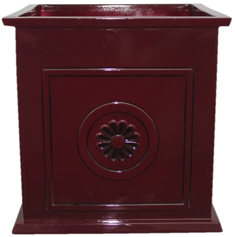 Southern Patio CMX-046998 Planter, 16 in H, 16 in W, 16 in D, Square, Ceramic, Oxblood, Gloss