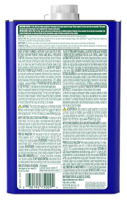 Klean Strip QKGL75009 Lacquer Thinner, Liquid, Water White, 1 qt, Can