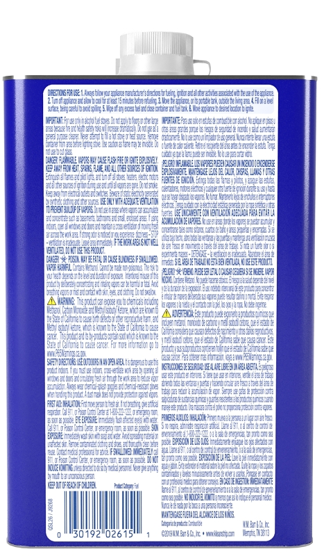 Klean Strip QSL26 Denatured Alcohol Fuel, Liquid, Alcohol, Water White, 1 qt, Can