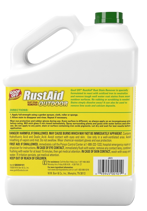 Goof Off GSX00101 Rust Stain Remover, 1 gal, Liquid, Acidic, Clear