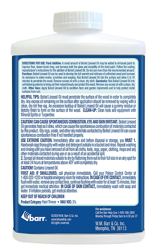 Klean Strip QLO45 Linseed Oil, Liquid, Clear Amber, 1 qt, Can