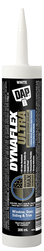 DAP DYNAFLEX ULTRA 7079874150 Advanced Exterior Sealant, White, 7 to 14 days Curing, 5 to 37 deg C, 300 mL Cartridge