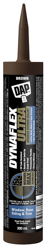 DAP DYNAFLEX ULTRA 7079874156 Advanced Exterior Sealant, Brown, 7 to 14 days Curing, 5 to 37 deg C, 300 mL Cartridge
