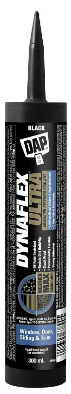 DAP DYNAFLEX ULTRA 7079874158 Advanced Exterior Sealant, Black, 7 to 14 days Curing, 5 to 37 deg C, 300 mL Cartridge
