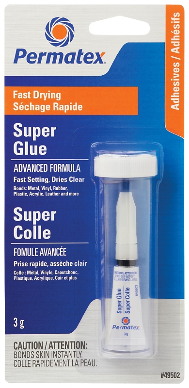 Permatex 49502 Super Glue, Liquid, Irritating, Clear, 3 mL Tube