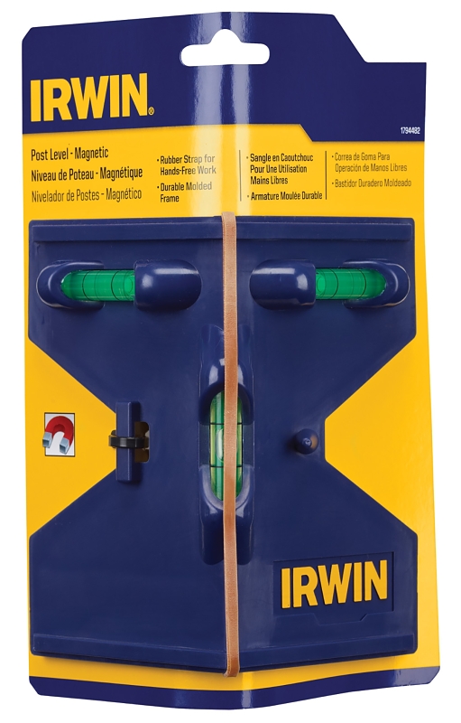 IRWIN 1794482 Post Level, 5-1/2 in L, 3 -Vial, Magnetic, Plastic