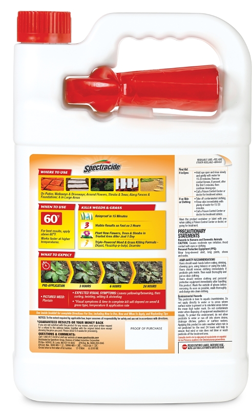 Spectracide HG-96017 Weed and Grass Killer, Liquid, Amber, 1 gal Can, Mild Aromatic