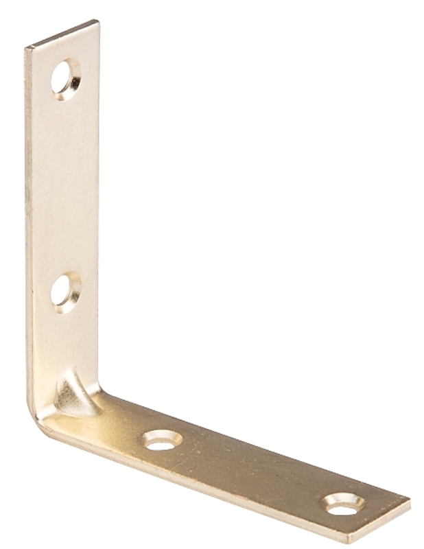 ProSource CB-S015-C4PS Corner Brace, 1-1/2 in L, 1-1/2 in W, 1/2 in H, Steel, Bright Brass, 1.8 mm Thick Material