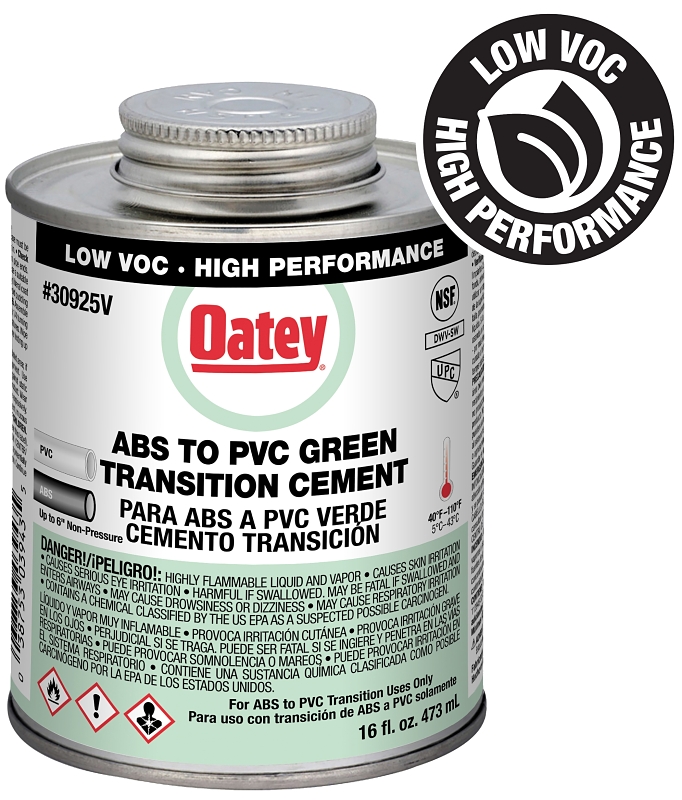 Oatey 30925V Medium-Bodied Fast Set Cement, Liquid, Green, 16 oz Can