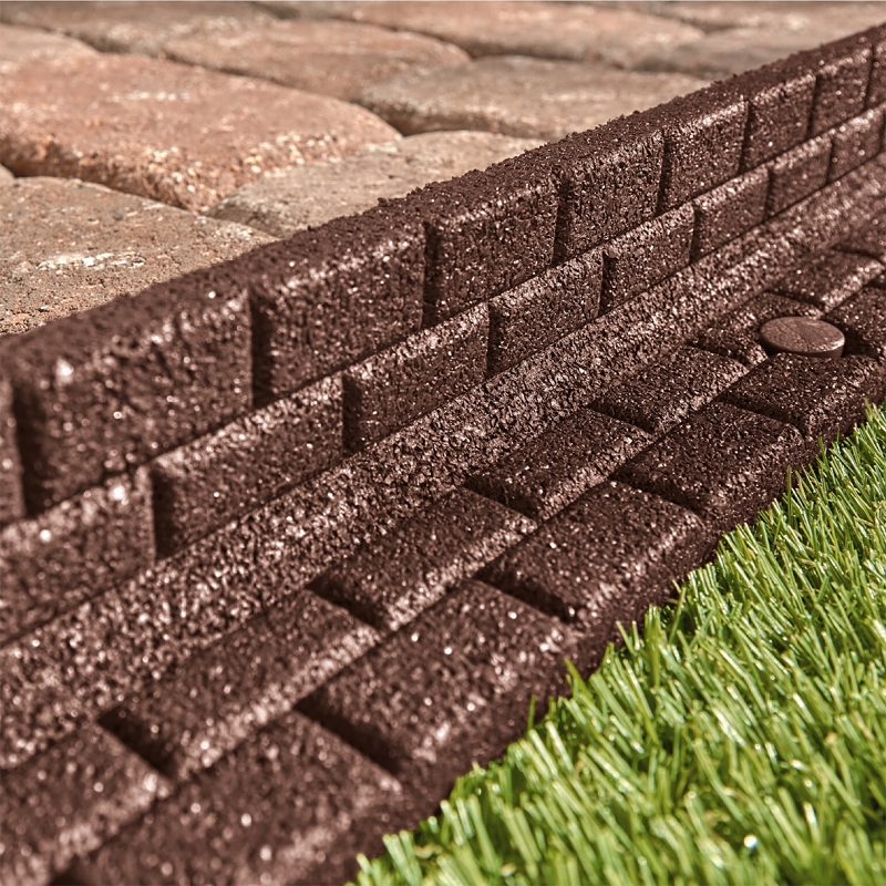Rubberific RBFE4BN40 Brickface Landscape Edging, 48 in L, L, Rubber, Brown