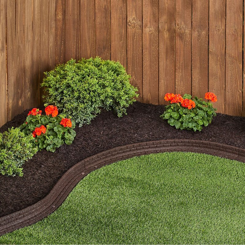 Rubberific RBFE4BN40 Brickface Landscape Edging, 48 in L, L, Rubber, Brown