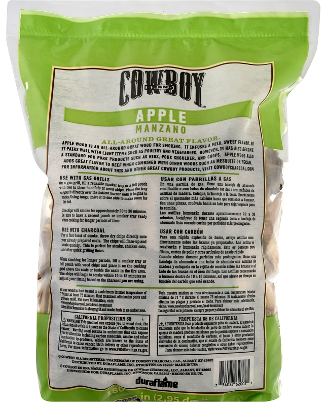 Cowboy 51312T Series Smoking Chip, Apple, 12 in L, Wood, 180 cu-in