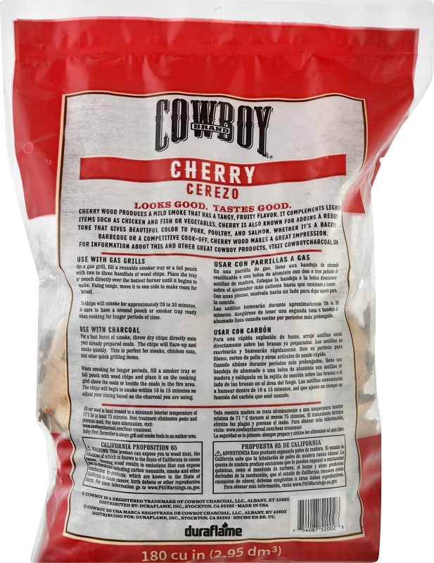 Cowboy 51412T Series Smoking Chip, Cherry, 12 in L, Wood, 180 cu-in