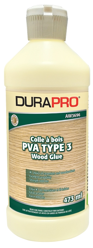 Dura Pro AW3696-473 PVA Type 3 Wood Glue, Yellow, 473 mL, Pail