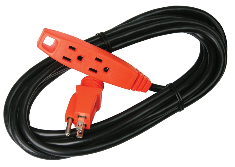 PowerZone OR890715 Extension Cord, 14 AWG Cable, 5-15P Grounded Plug, 5-15R Grounded Receptacle, 15 ft L, 125 V