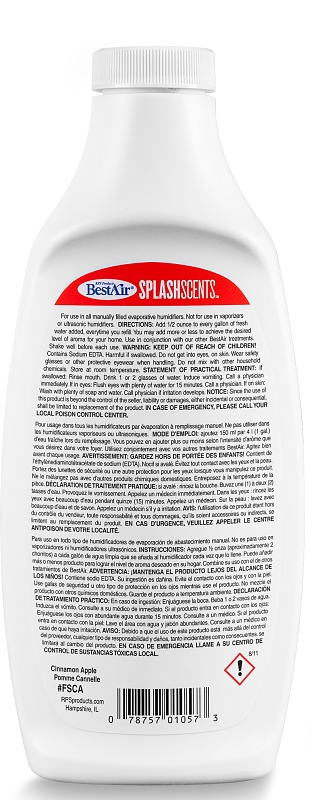 BestAir FSCA6 Humidifier Scents, Apple Cinnamon, 16 oz Bottle