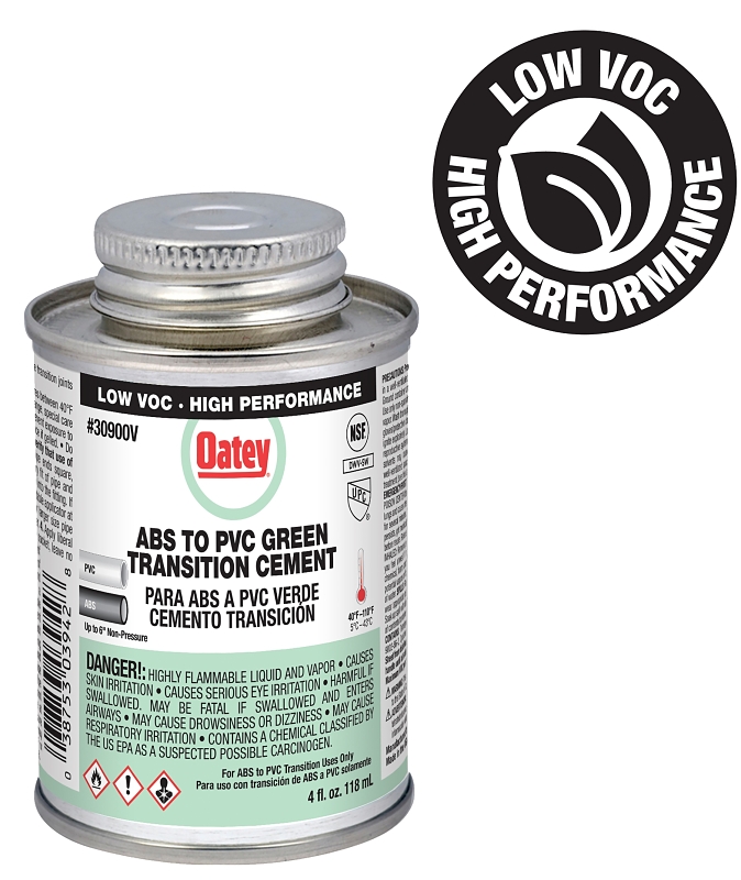 Oatey 3090035V Medium-Bodied Fast Set Cement, Liquid, Green, 4 oz Can