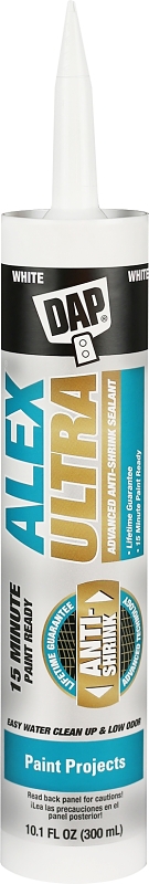 DAP ULTRA Series 7079818200 Advanced Sealant, White to Off-White, 24 hr Curing, >40 deg F, 10.1 fl-oz, Tube