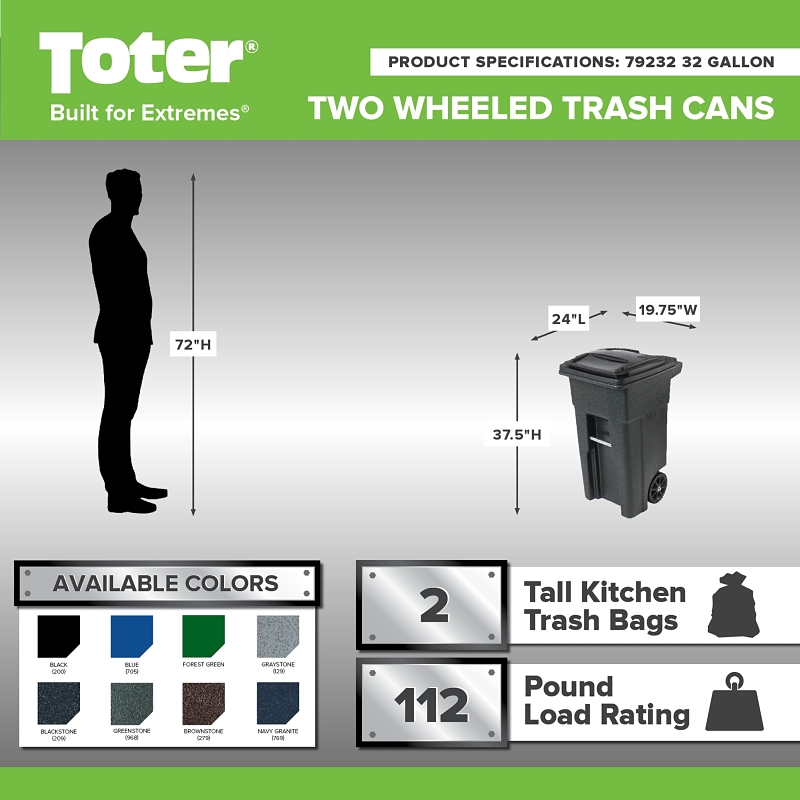 CAN RECYCLE 2 WHEEL BLUE 32GA