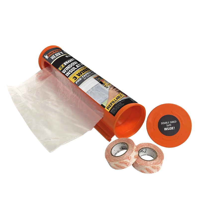 Frost King EZ Roll EZ833CDSP Window Shrink Kit, 126 in W, 1.5 mm Thick, 62 in L, Polyethylene, Clear