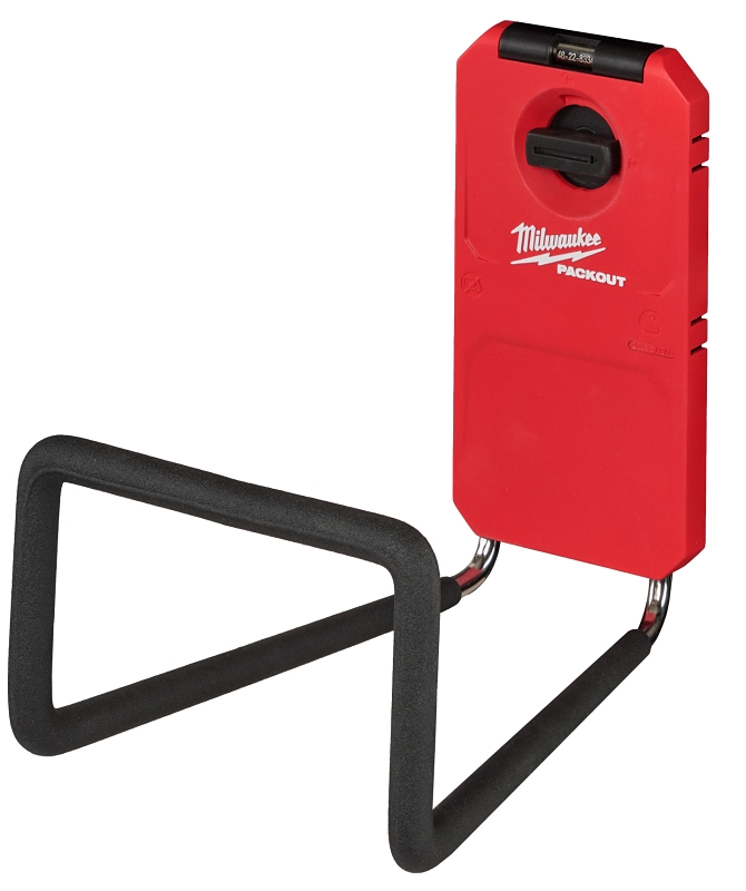Milwaukee PACKOUT 48-22-8332 Wide Hook, 25 lb Load, 9 in L, 3-1/2 in W, 8 in H, Metal/Polymer, Black/Red
