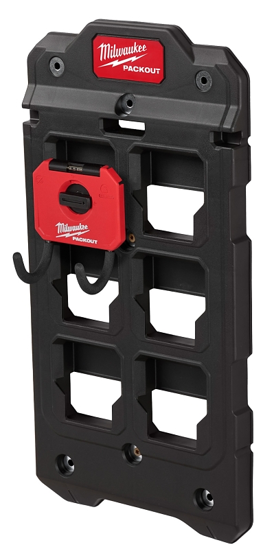 Milwaukee PACKOUT 48-22-8335 Curved Hook, 15 lb Load, 3 in L, 3-1/2 in W, 7 in H, Metal/Polymer, Black/Red