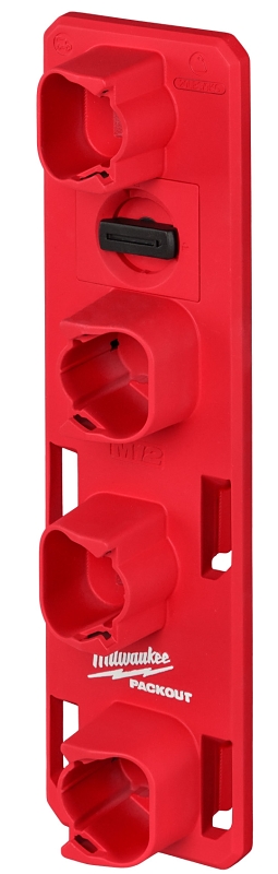 Milwaukee PACKOUT M12 48-22-8338 Battery Rack, 15 lb, 4-Tool Holder, 4 in W, 13 in H, 2.6 in L, Polymer
