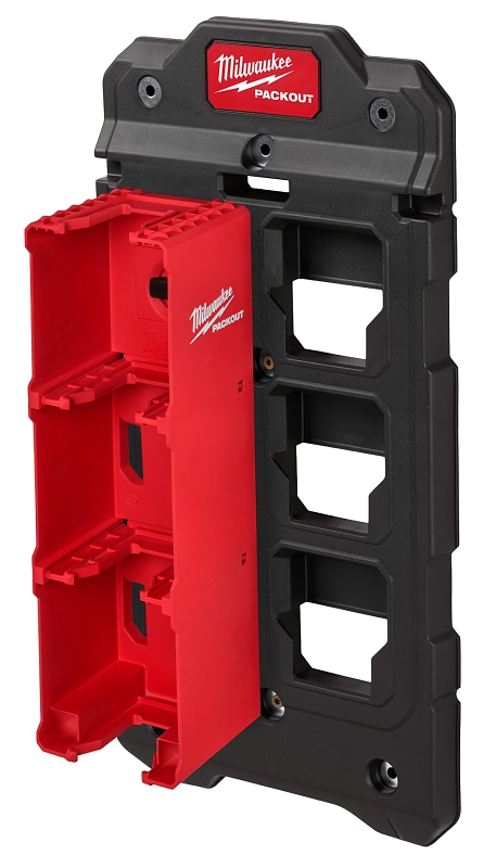Milwaukee PACKOUT M18 48-22-8339 Battery Rack, 15 lb, 4-Tool Holder, 4 in W, 13 in H, 4 in L, Polymer