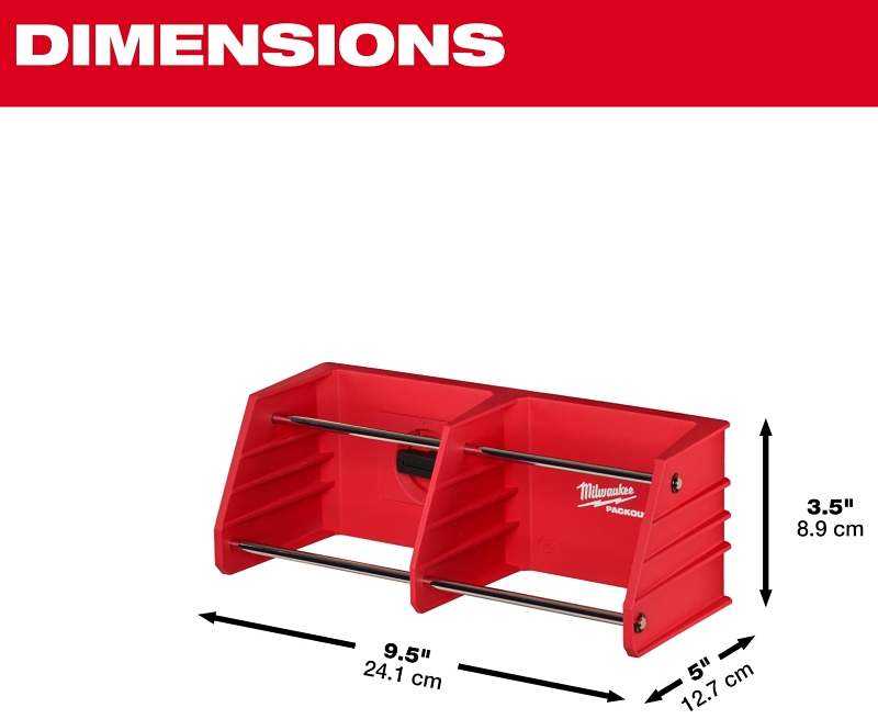 Milwaukee PACKOUT 48-22-8340 Tool Rack, 20 lb, 5 in W, 3-1/2 in H, 9-1/2 in L, Polymer