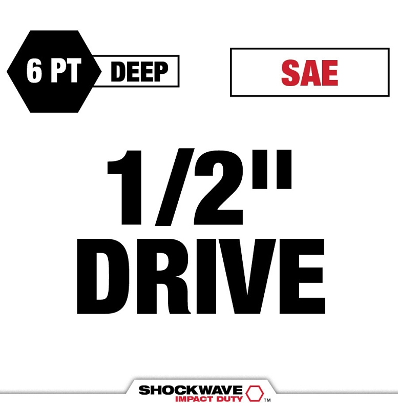 Milwaukee SHOCKWAVE Impact Duty Series 49-66-6802 Socket Set, Chrome Molybdenum Steel, 15-Pieces