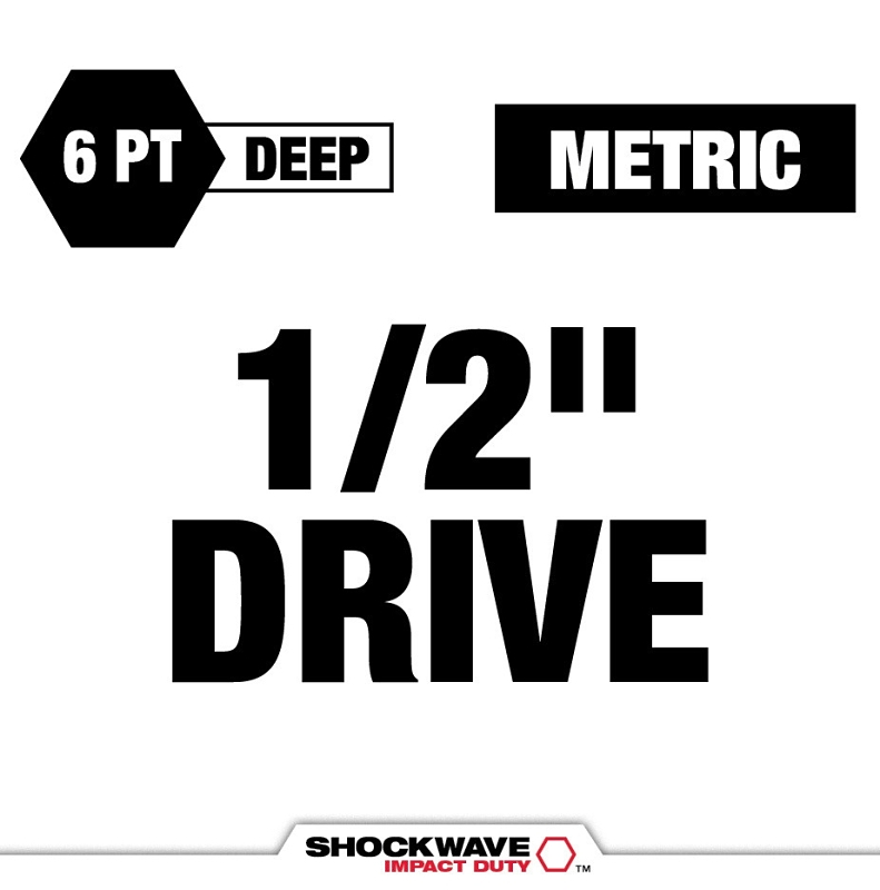 Milwaukee SHOCKWAVE Impact Duty Series 49-66-6803 Socket Set, Chrome Molybdenum Steel, 16-Pieces