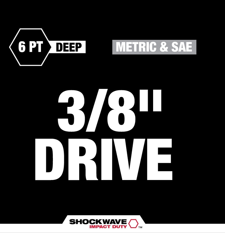 Milwaukee 49-66-6805 SHOCKWAVE Impact Duty Series Socket Set, Chrome Molybdenum Steel, Includes: 3/8 in Universal Joint