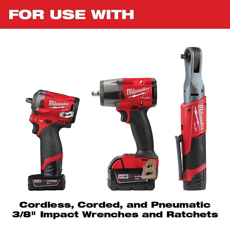 Milwaukee 49-66-6805 SHOCKWAVE Impact Duty Series Socket Set, Chrome Molybdenum Steel, Includes: 3/8 in Universal Joint