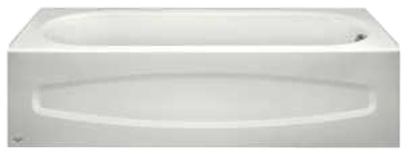 American Standard Colony Series 0182000.020 Bathtub, 60 in L, 30 in W, 16-1/4 in H, Porcelain/Steel, White, Glossy