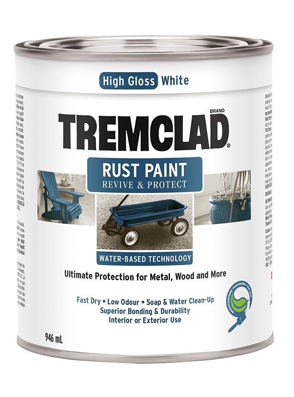 Tremclad 26025WB504 Rust Preventative Paint, Water, Gloss, White, 946 mL, Can, 87 sq-ft Coverage Area