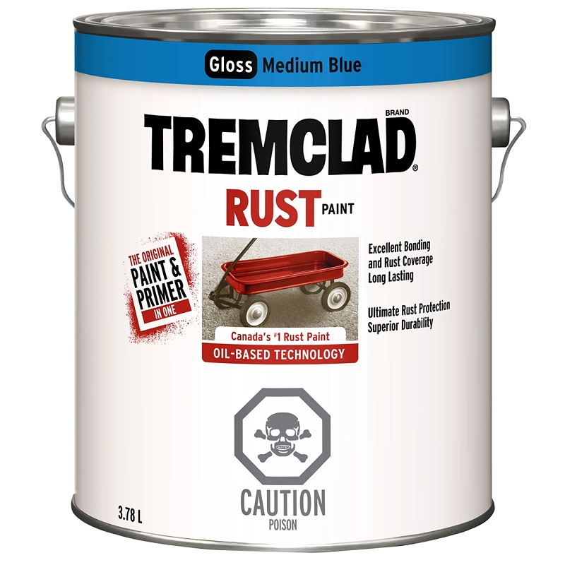 Tremclad 27009X155 Rust Preventative Paint, Oil, Gloss, Blue, 3.78 L, Can