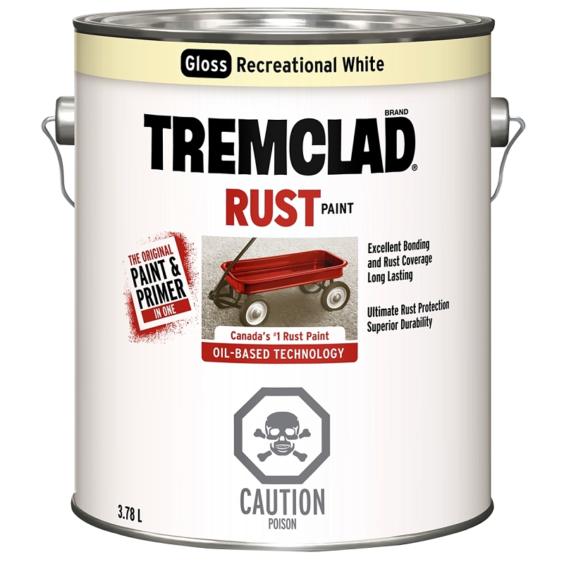 Tremclad 27032X155 Rust Preventative Paint, Oil, Gloss, Recreational White, 3.78 L, Can