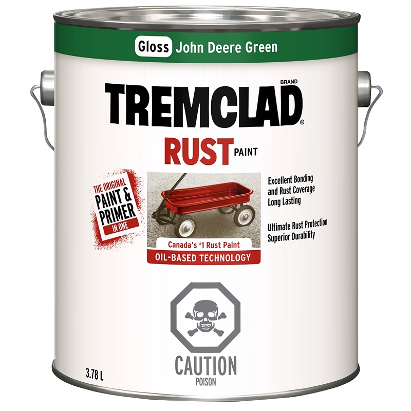 Tremclad 27039X155 Rust Preventative Paint, Oil, Gloss, Green, 3.78 L, Can, 265 to 440 sq-ft Coverage Area