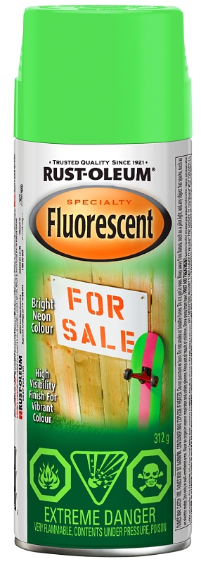 Rust-Oleum N1932830 Fluorescent Spray Paint, Matte, Fluorescent Green, 312 g, Can