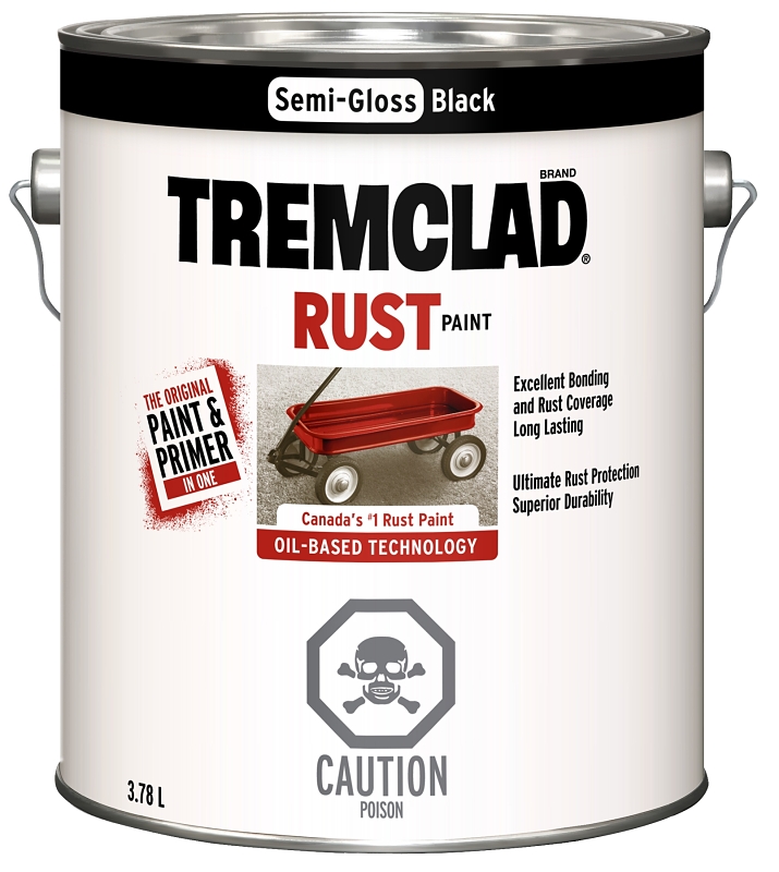 Tremclad 270S26X155 Rust Preventative Paint, Oil, Semi-Gloss, Black, 3.78 L, Can