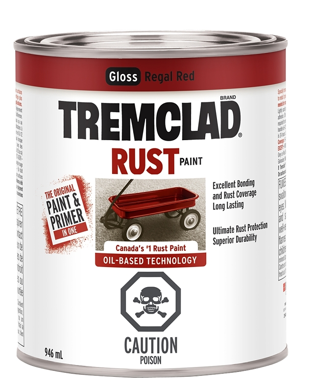 Tremclad 254900 Rust Preventative Paint, Oil, Regal Red, 946 mL, Can