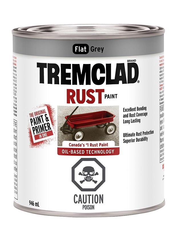 Tremclad 254912 Rust Preventative Paint, Oil, Flat, Gray, 946 mL, Can