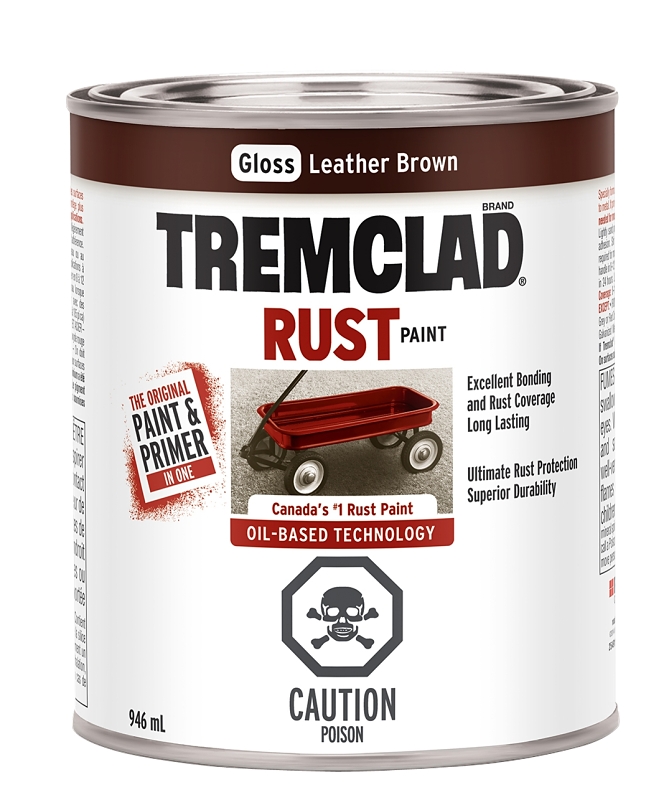 Tremclad 254919 Rust Preventative Paint, Oil, Flat, Leather Brown, 946 mL, Can, 66 to 110 sq-ft Coverage Area
