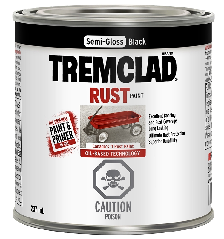 Tremclad 270S26X125 Rust Preventative Paint, Oil, Semi-Gloss, Black, 237 mL, Can