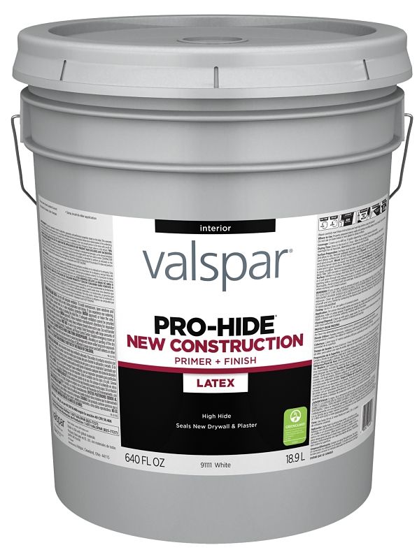 Valspar PRO-HIDE 91111 Series 028.0091111.008 Interior New Construction Primer, White, 5 gal, Pail