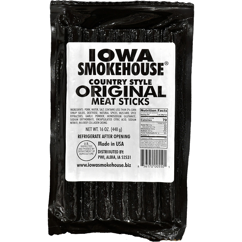 Iowa Smokehouse is-16csn Meat Stick, Original, 16 oz, 10 CS