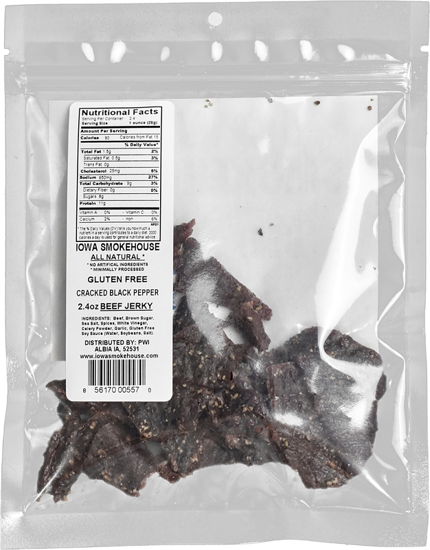Iowa Smokehouse is-rh2jp-m Snacks, Beef Jerky Cracked Black Pepper, 2.4 oz, Bag