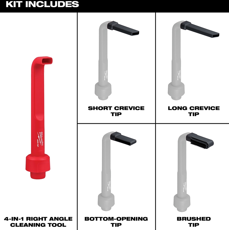 Milwaukee AIR-TIP Series 49-90-2026 4-in-1 Right Angle Cleaning Tool, 5-Piece