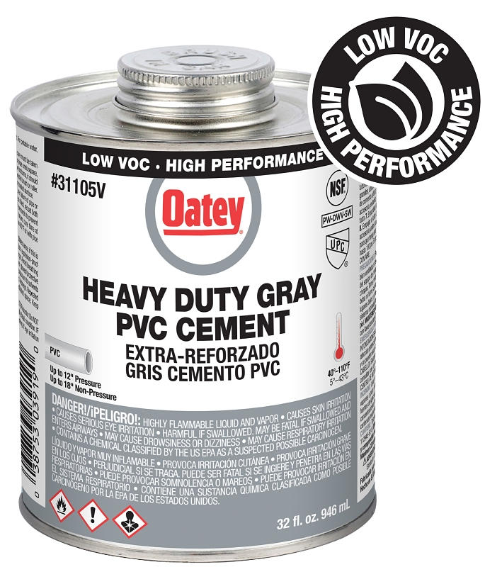 Oatey 31105V Heavy-Duty Medium Set Cement, 32 oz Can, Liquid, Gray